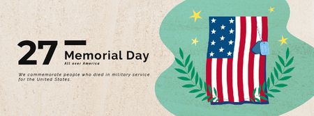 Template di design USA Memorial Day Waving Flag Facebook Video cover