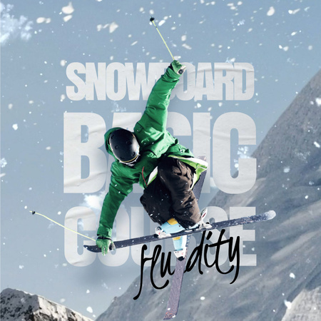 Skier on a Snowy Slope Animated Post Modelo de Design