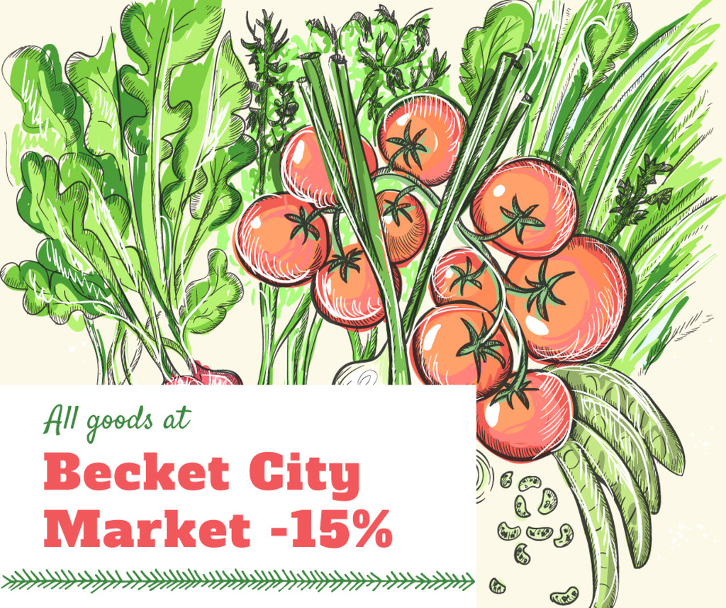 City Market Sale Fresh Vegetables Facebook Design Template