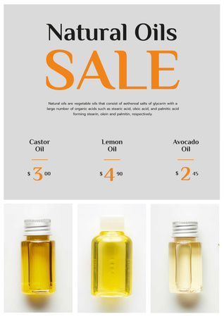 Beauty Products Sale with Natural Oil in Bottles Poster Modelo de Design