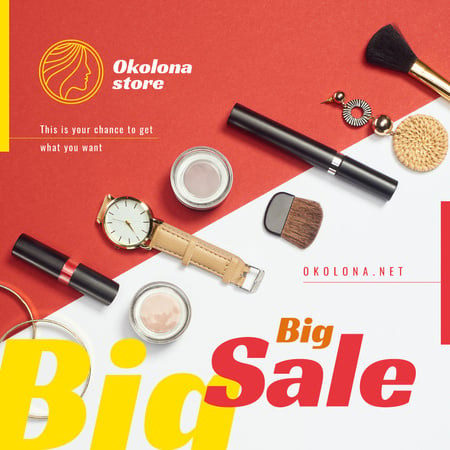 Makeup Sale Ad Cosmetics and Accessories Instagram ADデザインテンプレート