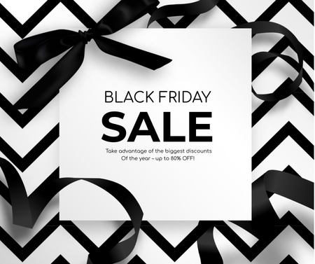 Black Friday promo with ribbon Facebook Design Template