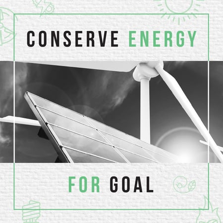 Wind Turbines and Solar Panels Instagram AD Design Template