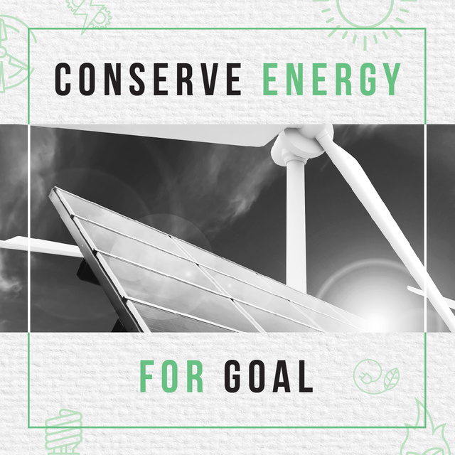 Wind Turbines and Solar Panels Instagram AD – шаблон для дизайну