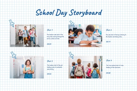 Happy Kids at School Storyboard Design Template
