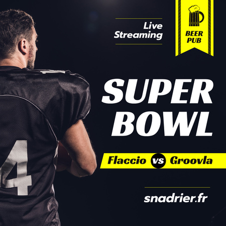 Super Bowl Match Streaming Player in Uniform Instagram Modelo de Design