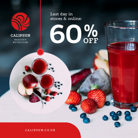 Platilla de diseño Healthy Nutrition Offer with Glass of Juice Animated Post