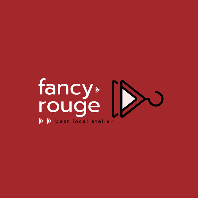 Plantilla de diseño de Atelier Ad with Clothes Hanger in Red Logo 