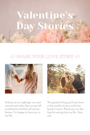 Valentine's Day Stories with Loving Couple Pinterestデザインテンプレート
