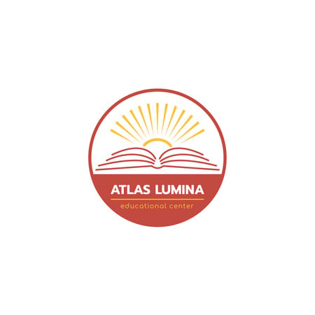 赤で開いた本のある教育センターの広告 Logoデザインテンプレート