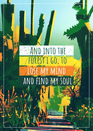 Modèle de visuel Motivational quote with Tropical Forest - Poster