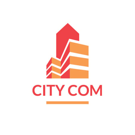 Plantilla de diseño de Icono de edificio inmobiliario en rojo Logo 