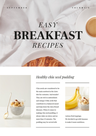 Easy Breakfast Recipes Ad Newsletter Πρότυπο σχεδίασης