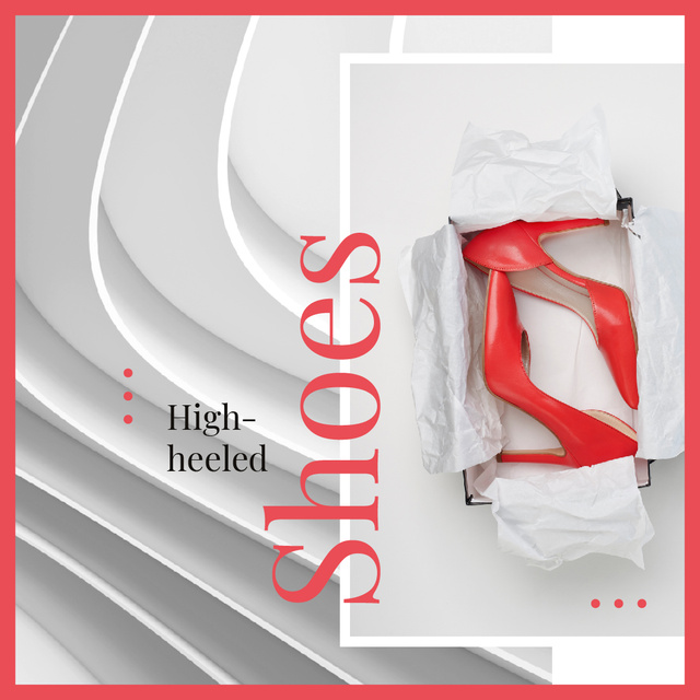 Female Fashionable Shoes in Red Instagram AD tervezősablon