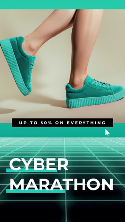 Cyber Monday Sale Sneakers in Turquoise Instagram Video Story tervezősablon