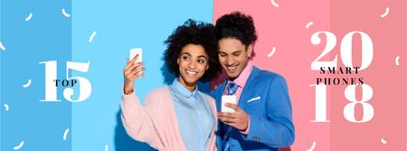 Modèle de visuel Attractive Couple taking selfie - Facebook cover