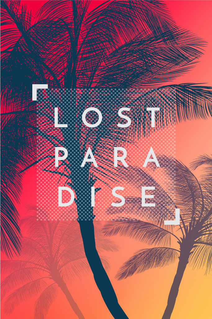Designvorlage Lost paradise with Palms on Sunset für Pinterest