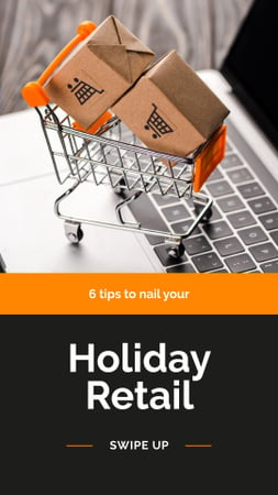 Shopping tips with Cart and Laptop Instagram Story Tasarım Şablonu