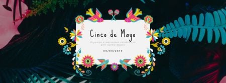 Designvorlage Cinco de Mayo Mexican holiday frame with flowers für Facebook Video cover