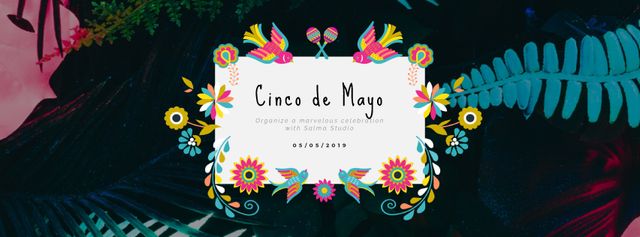 Plantilla de diseño de Cinco de Mayo Mexican holiday frame with flowers Facebook Video cover 