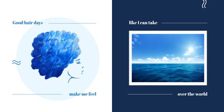 Designvorlage Collage with female profile and ocean für Image