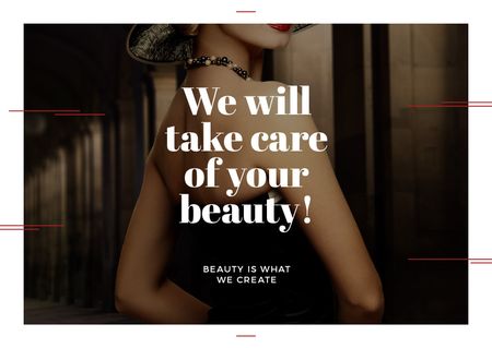Citation about care of beauty  Card Design Template