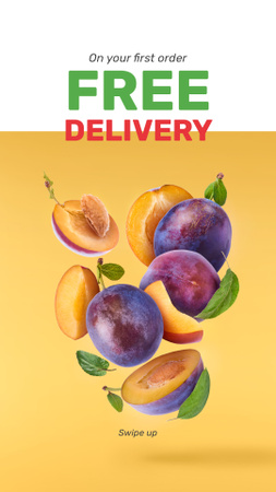 Delivery offer with fresh raw Plums Instagram Story Design Template