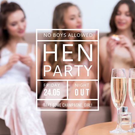 Ontwerpsjabloon van Instagram van Hen party for girls with Girls drinking champagne