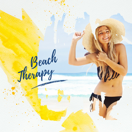 Young Girl in Bikini at the Beach Instagram AD Modelo de Design