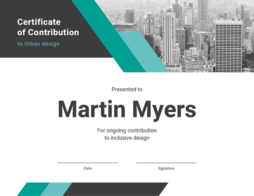 Inclusive urban design Contribution gratitude Certificate – шаблон для дизайну