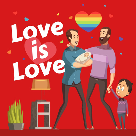 Modèle de visuel LGBT parents with children on Pride Month - Instagram