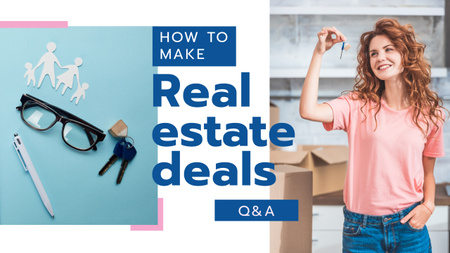 Real Estate Deal Woman Holding Keys Youtube Thumbnail tervezősablon