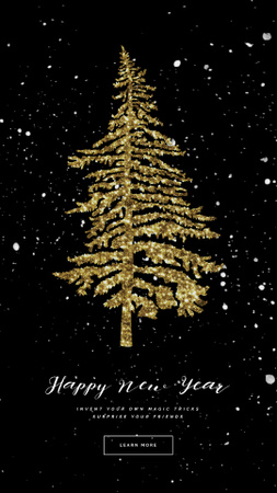 Szablon projektu Glittery Golden Christmas tree Instagram Video Story