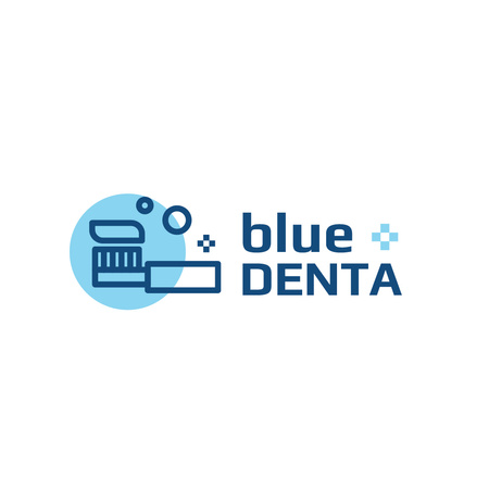Fogászati klinika fogkefe ikonnal kék Logo tervezősablon