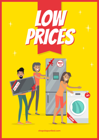 People with new appliances Poster Πρότυπο σχεδίασης
