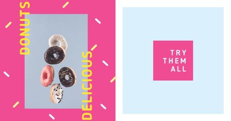 Ontwerpsjabloon van Facebook AD van Zoete geglazuurde donuts in roze frame