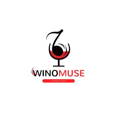 Koncertní síňový inzerát s poznámkou ve sklenici na víno Animated Logo Šablona návrhu