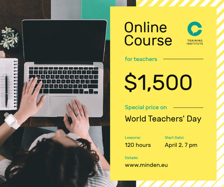 Szablon projektu World Teachers' Day Offer Woman Typing on Laptop Facebook