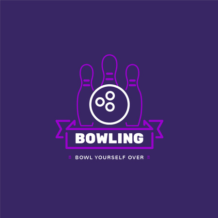 Bowling Club Ad with Ball and Pins Logo Design Template
