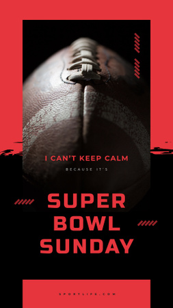Brown rugby ball for Super Bowl Instagram Story Design Template