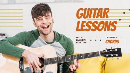 Guitar Lessons Ad Man Playing Guitar Youtube Thumbnail Modelo de Design