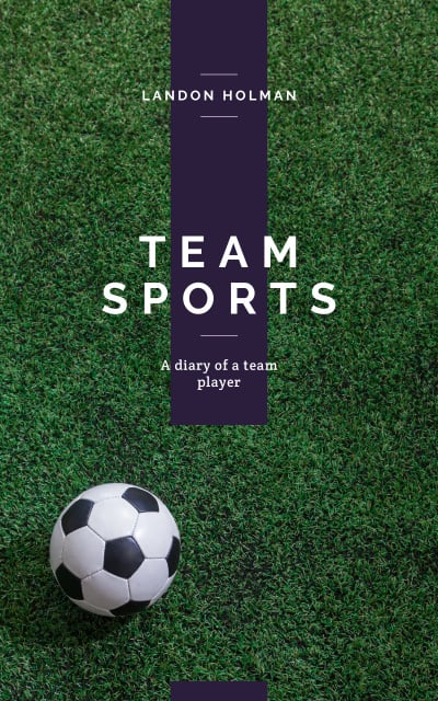Diary of Team Player with Picture of Ball on Football Pitch Book Cover Πρότυπο σχεδίασης