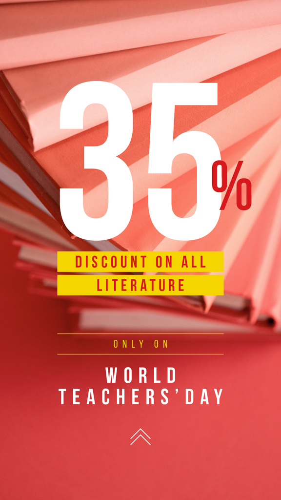 Plantilla de diseño de World Teachers' Day Sale Stack of Books in Red Instagram Story 