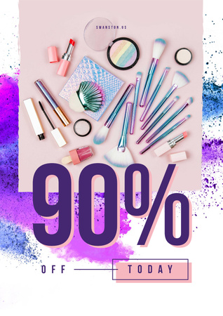 Makeup cosmetics set Poster Design Template