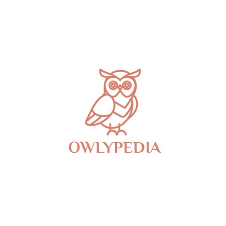 Online Library with Wise Owl Icon in Red Logo Design Template