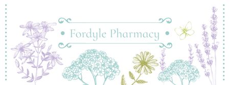 Template di design Annuncio di farmacia artistica con schizzi di erbe naturali Facebook cover