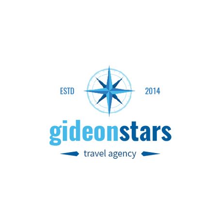 Travel Agency Ad with Compass Icon in Blue Animated Logo Design Template