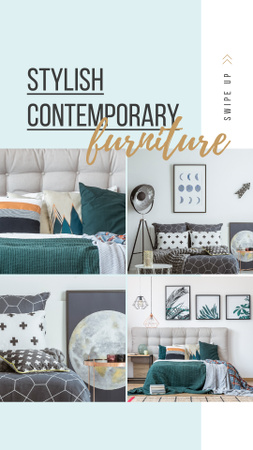 Furniture Ad Cozy bedroom interior Instagram Story tervezősablon