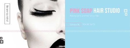Plantilla de diseño de Hair Studio Offer with Girl in bright makeup Facebook cover 