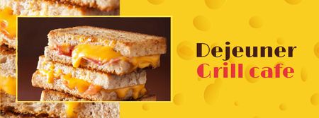 Plantilla de diseño de Grilled Cheese dish at Cafe Facebook cover 